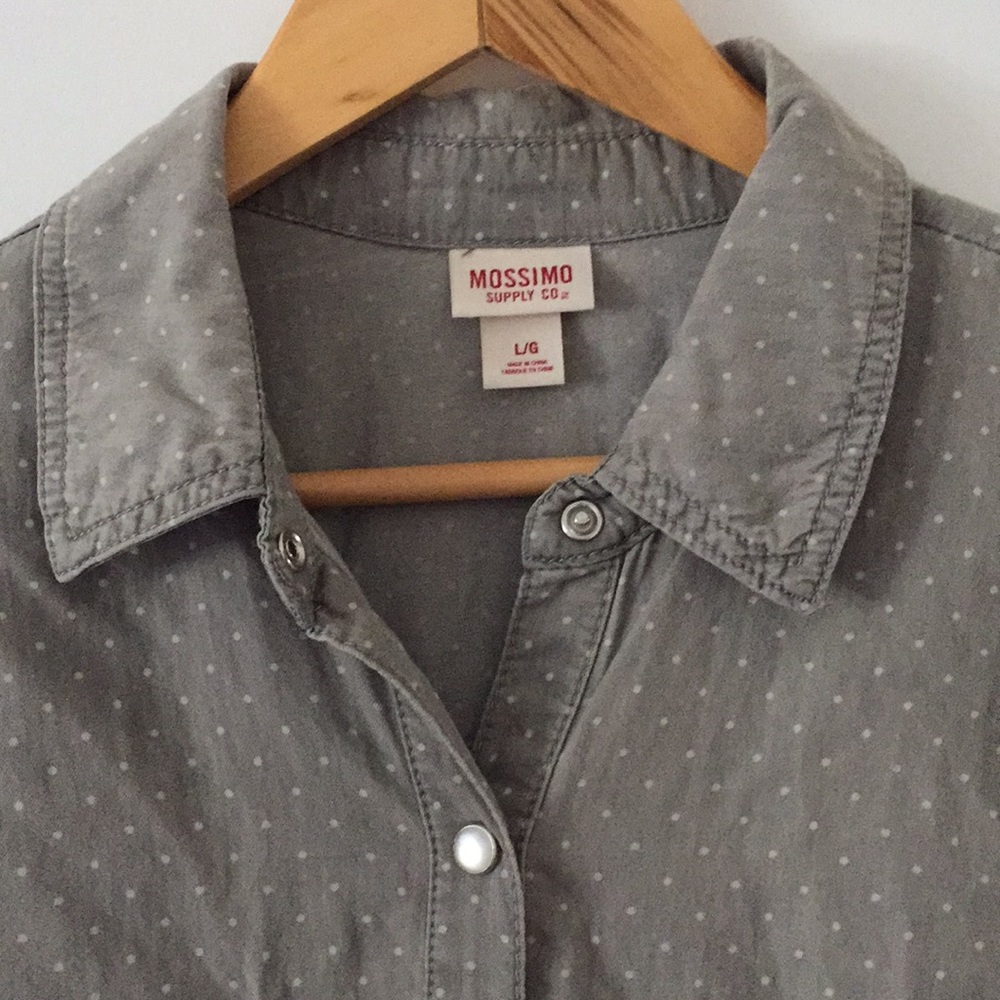 Mossimo chambray grey polka dot western top L